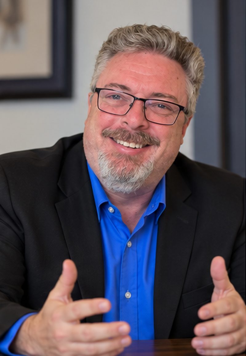 Corey Frasure, founder of Conefer, mid-conversation